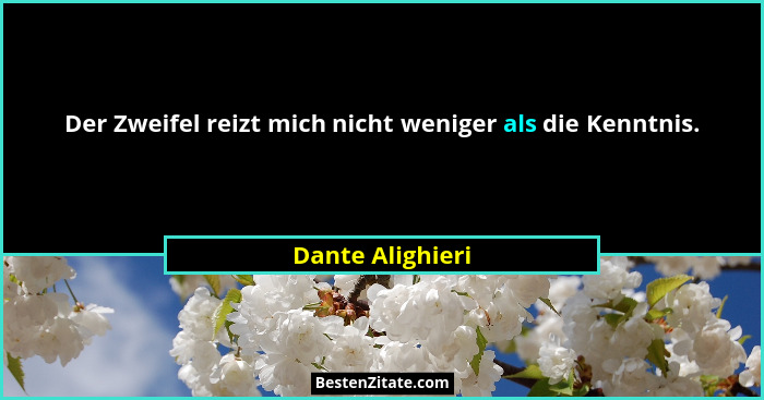 Der Zweifel reizt mich nicht weniger als die Kenntnis.... - Dante Alighieri