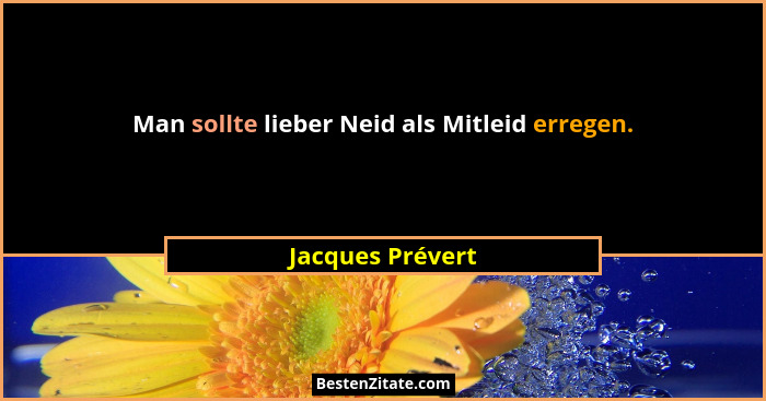 Man sollte lieber Neid als Mitleid erregen.... - Jacques Prévert