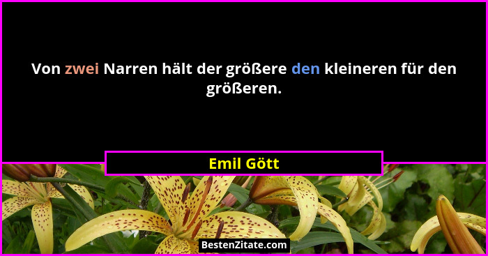 Von zwei Narren hält der größere den kleineren für den größeren.... - Emil Gött