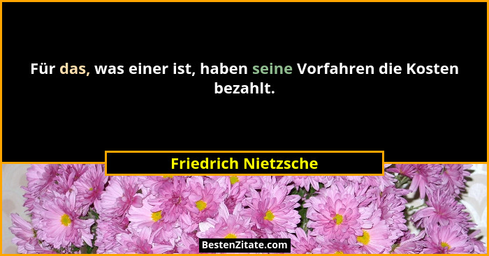 Für das, was einer ist, haben seine Vorfahren die Kosten bezahlt.... - Friedrich Nietzsche