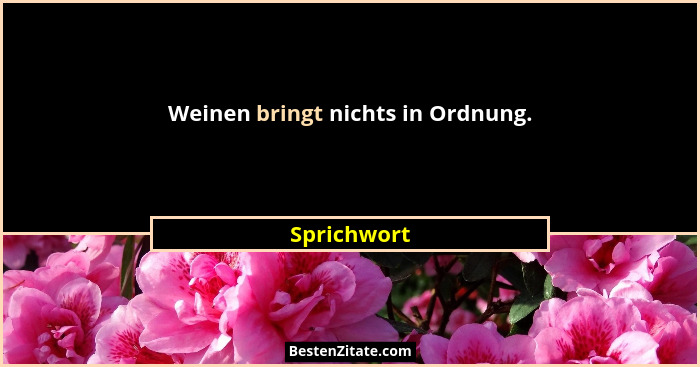 Weinen bringt nichts in Ordnung.... - Sprichwort