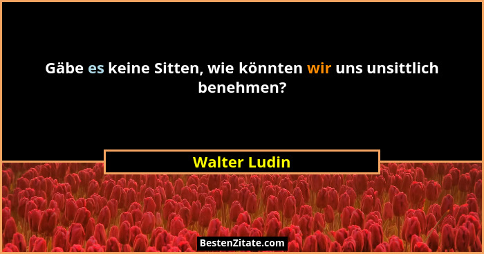 Gäbe es keine Sitten, wie könnten wir uns unsittlich benehmen?... - Walter Ludin