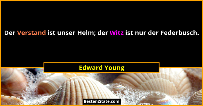 Der Verstand ist unser Helm; der Witz ist nur der Federbusch.... - Edward Young