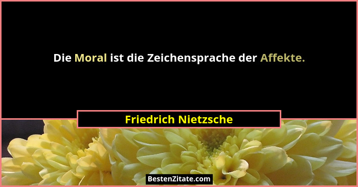 Die Moral ist die Zeichensprache der Affekte.... - Friedrich Nietzsche