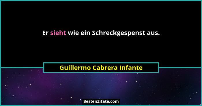 Er sieht wie ein Schreckgespenst aus.... - Guillermo Cabrera Infante