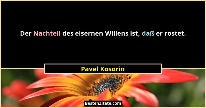 Der Nachteil des eisernen Willens ist, daß er rostet.... - Pavel Kosorin
