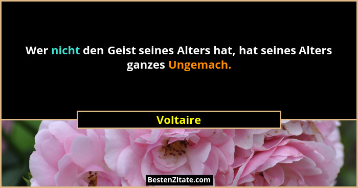 Wer nicht den Geist seines Alters hat, hat seines Alters ganzes Ungemach.... - Voltaire