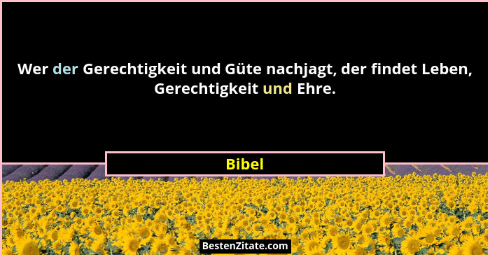 Wer der Gerechtigkeit und Güte nachjagt, der findet Leben, Gerechtigkeit und Ehre.... - Bibel