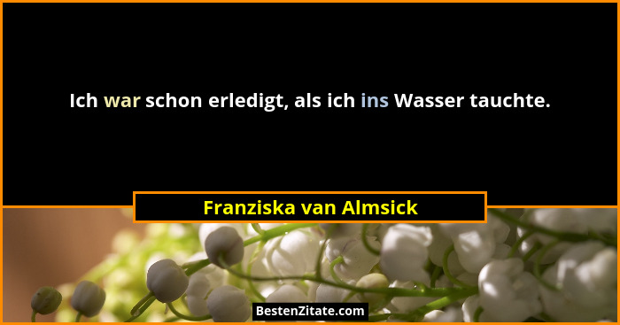 Ich war schon erledigt, als ich ins Wasser tauchte.... - Franziska van Almsick