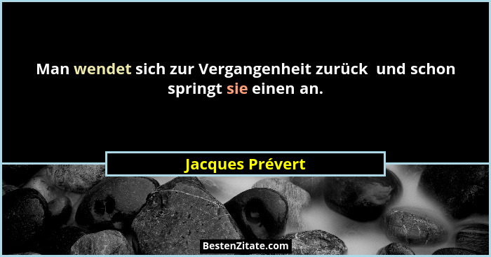 Man wendet sich zur Vergangenheit zurück  und schon springt sie einen an.... - Jacques Prévert