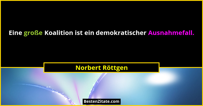 Eine große Koalition ist ein demokratischer Ausnahmefall.... - Norbert Röttgen