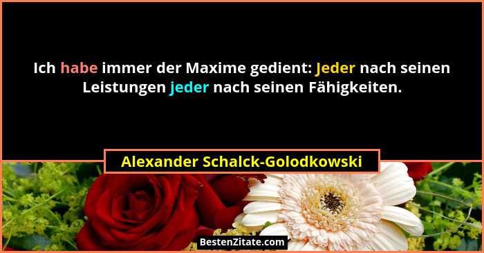 Ich habe immer der Maxime gedient: Jeder nach seinen Leistungen jeder nach seinen Fähigkeiten.... - Alexander Schalck-Golodkowski