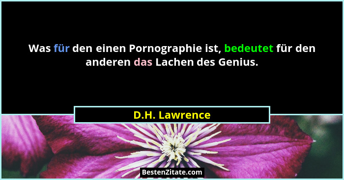 Was für den einen Pornographie ist, bedeutet für den anderen das Lachen des Genius.... - D.H. Lawrence