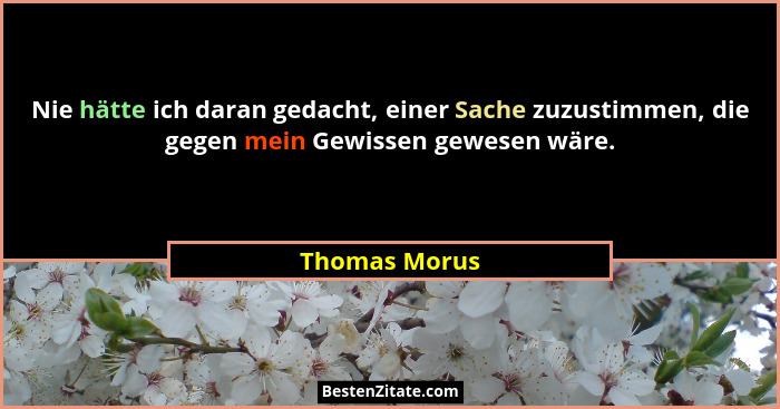 Nie hätte ich daran gedacht, einer Sache zuzustimmen, die gegen mein Gewissen gewesen wäre.... - Thomas Morus