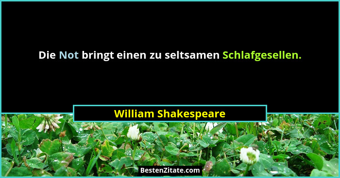 Die Not bringt einen zu seltsamen Schlafgesellen.... - William Shakespeare