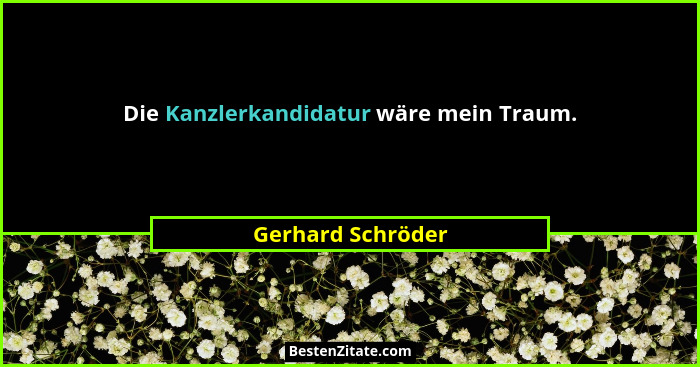 Die Kanzlerkandidatur wäre mein Traum.... - Gerhard Schröder