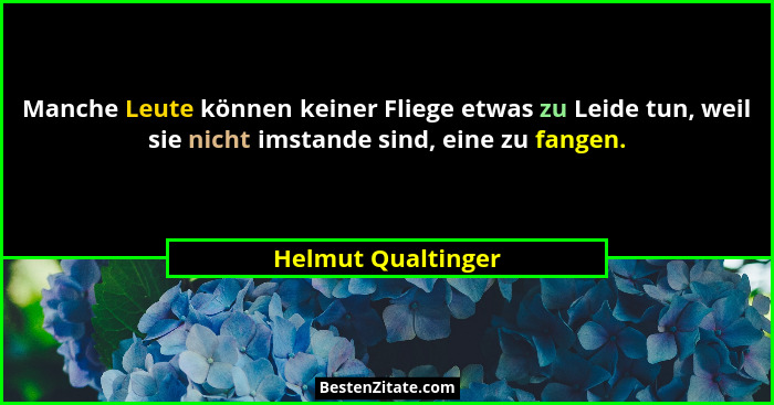 Manche Leute können keiner Fliege etwas zu Leide tun, weil sie nicht imstande sind, eine zu fangen.... - Helmut Qualtinger
