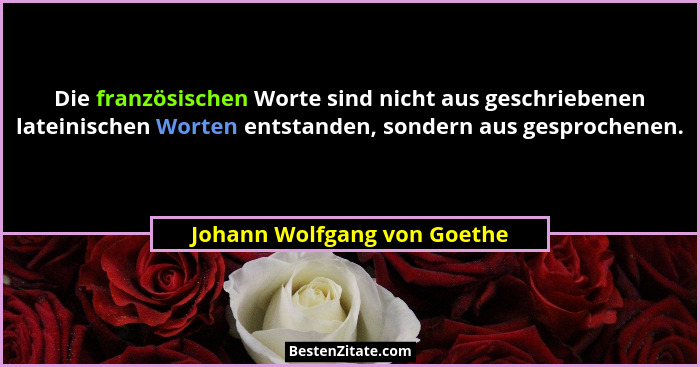 Die französischen Worte sind nicht aus geschriebenen lateinischen Worten entstanden, sondern aus gesprochenen.... - Johann Wolfgang von Goethe