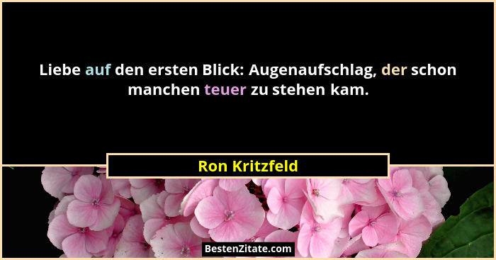 Liebe auf den ersten Blick: Augenaufschlag, der schon manchen teuer zu stehen kam.... - Ron Kritzfeld