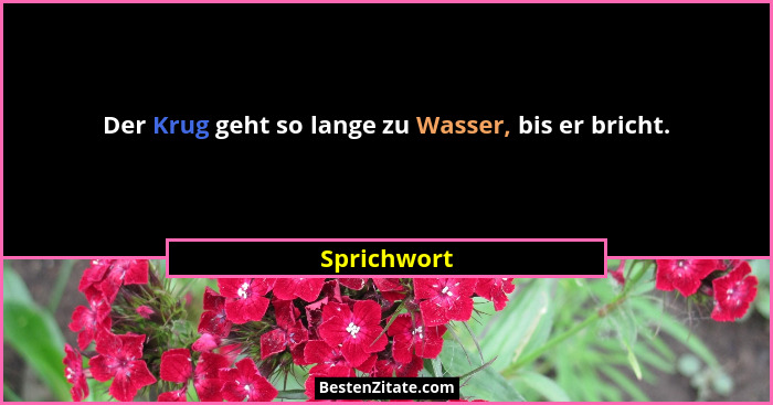 Der Krug geht so lange zu Wasser, bis er bricht.... - Sprichwort