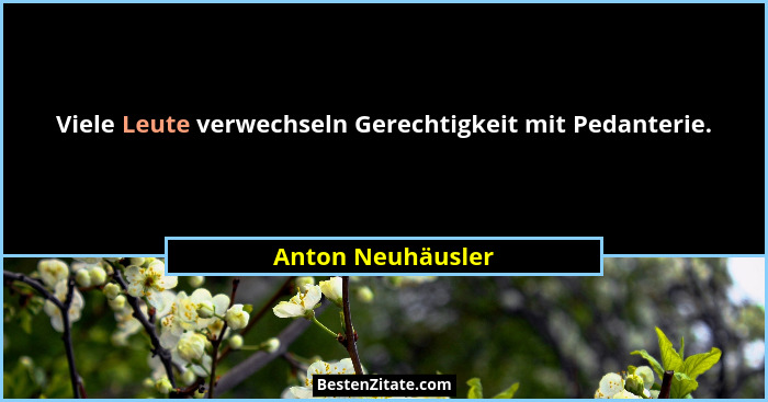 Viele Leute verwechseln Gerechtigkeit mit Pedanterie.... - Anton Neuhäusler