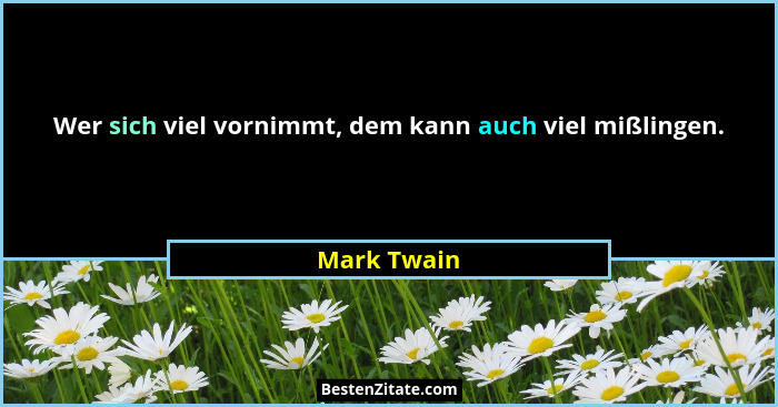 Wer sich viel vornimmt, dem kann auch viel mißlingen.... - Mark Twain