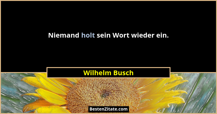 Niemand holt sein Wort wieder ein.... - Wilhelm Busch