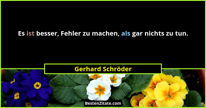 Es ist besser, Fehler zu machen, als gar nichts zu tun.... - Gerhard Schröder