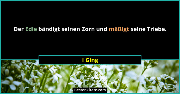 Der Edle bändigt seinen Zorn und mäßigt seine Triebe.... - I Ging