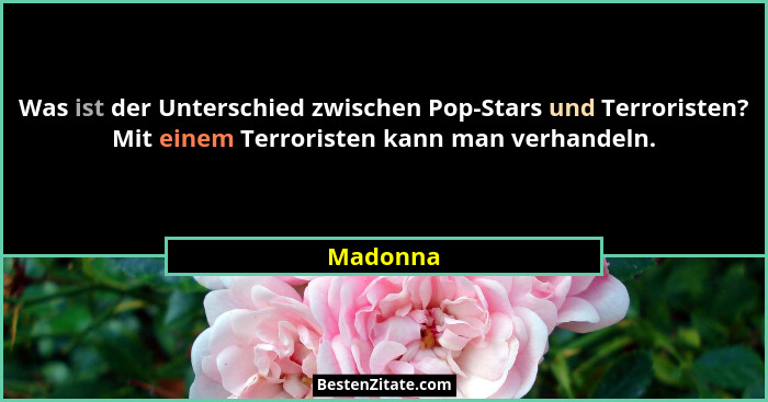 Was ist der Unterschied zwischen Pop-Stars und Terroristen? Mit einem Terroristen kann man verhandeln.... - Madonna