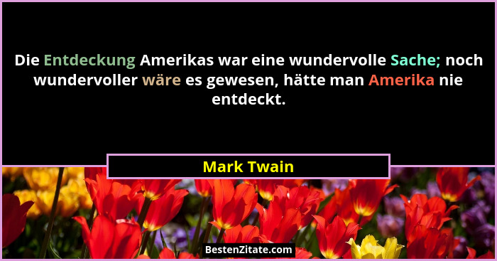Die Entdeckung Amerikas war eine wundervolle Sache; noch wundervoller wäre es gewesen, hätte man Amerika nie entdeckt.... - Mark Twain