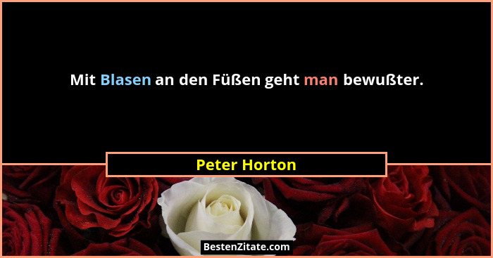 Mit Blasen an den Füßen geht man bewußter.... - Peter Horton