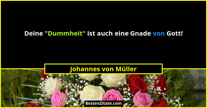 Deine "Dummheit" ist auch eine Gnade von Gott!... - Johannes von Müller
