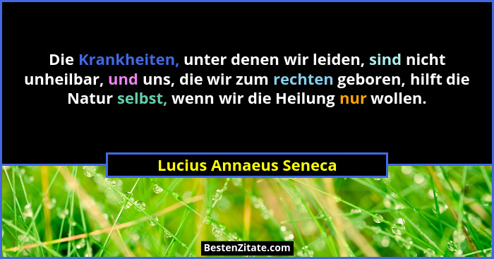 Die Krankheiten, unter denen wir leiden, sind nicht unheilbar, und uns, die wir zum rechten geboren, hilft die Natur selbst, w... - Lucius Annaeus Seneca