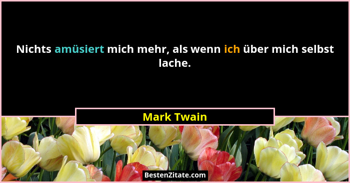 Nichts amüsiert mich mehr, als wenn ich über mich selbst lache.... - Mark Twain