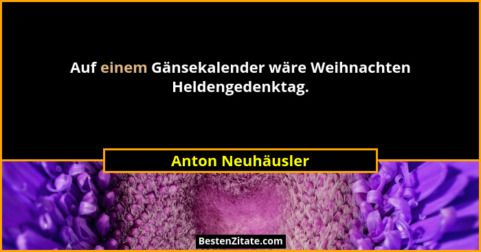Auf einem Gänsekalender wäre Weihnachten Heldengedenktag.... - Anton Neuhäusler