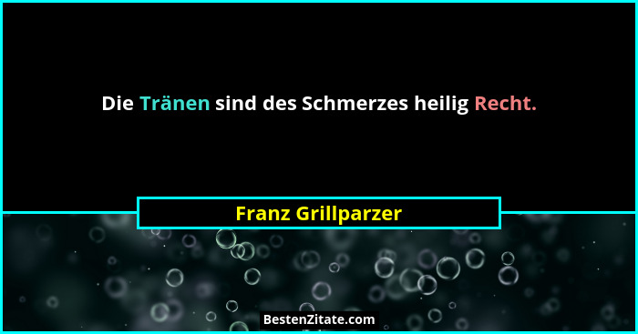 Die Tränen sind des Schmerzes heilig Recht.... - Franz Grillparzer