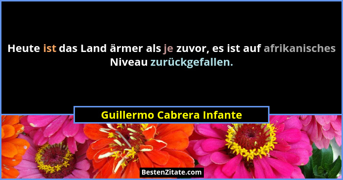 Heute ist das Land ärmer als je zuvor, es ist auf afrikanisches Niveau zurückgefallen.... - Guillermo Cabrera Infante
