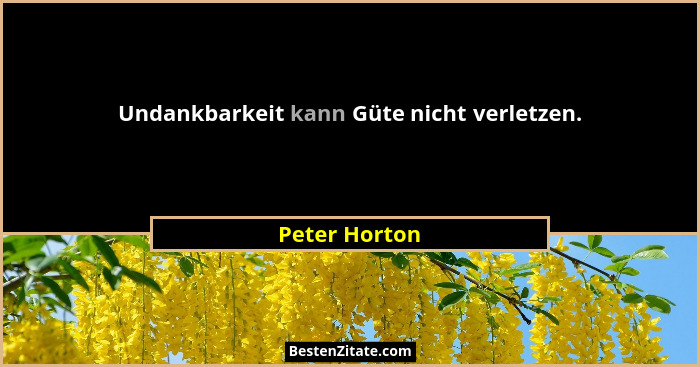 Undankbarkeit kann Güte nicht verletzen.... - Peter Horton