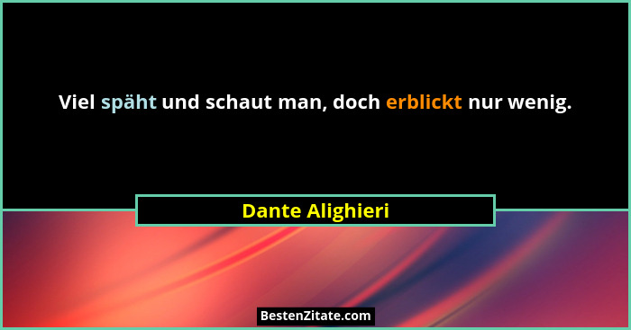 Viel späht und schaut man, doch erblickt nur wenig.... - Dante Alighieri