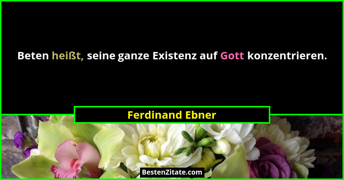 Beten heißt, seine ganze Existenz auf Gott konzentrieren.... - Ferdinand Ebner