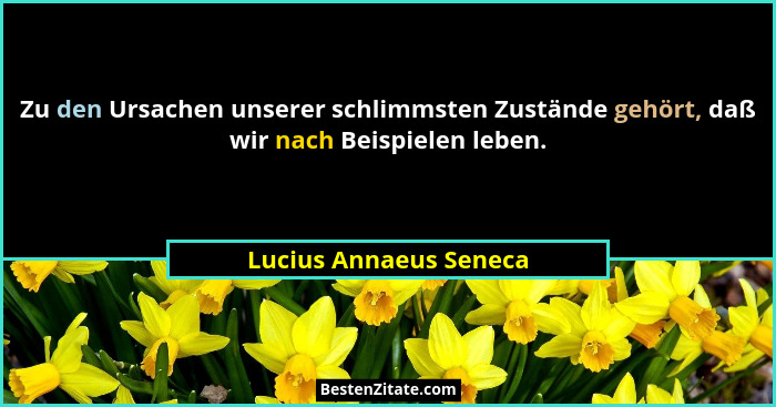 Zu den Ursachen unserer schlimmsten Zustände gehört, daß wir nach Beispielen leben.... - Lucius Annaeus Seneca