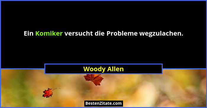 Ein Komiker versucht die Probleme wegzulachen.... - Woody Allen