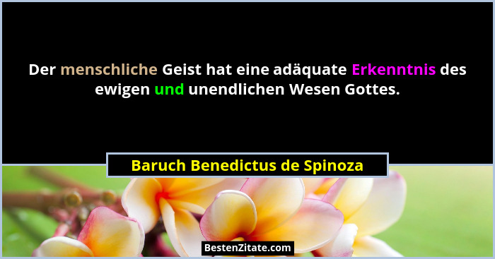 Der menschliche Geist hat eine adäquate Erkenntnis des ewigen und unendlichen Wesen Gottes.... - Baruch Benedictus de Spinoza