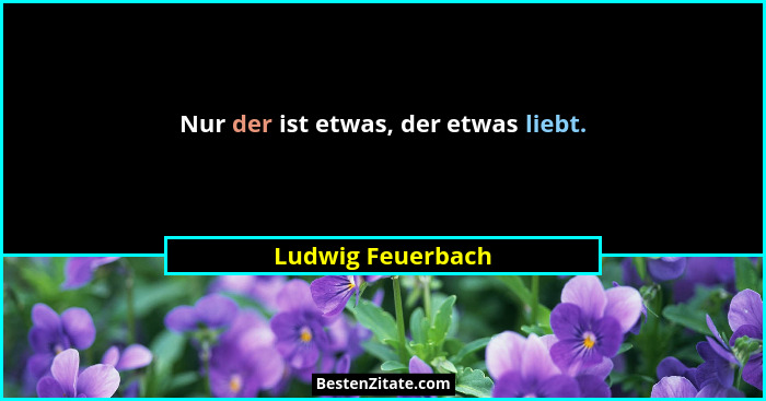 Nur der ist etwas, der etwas liebt.... - Ludwig Feuerbach