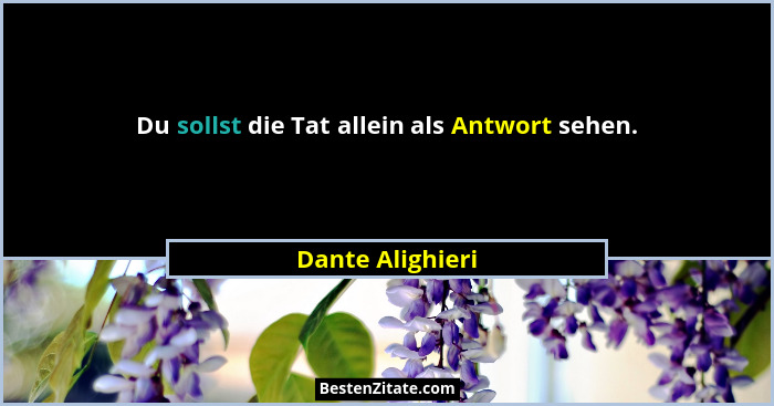 Du sollst die Tat allein als Antwort sehen.... - Dante Alighieri