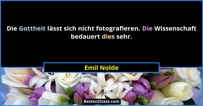 Die Gottheit lässt sich nicht fotografieren. Die Wissenschaft bedauert dies sehr.... - Emil Nolde