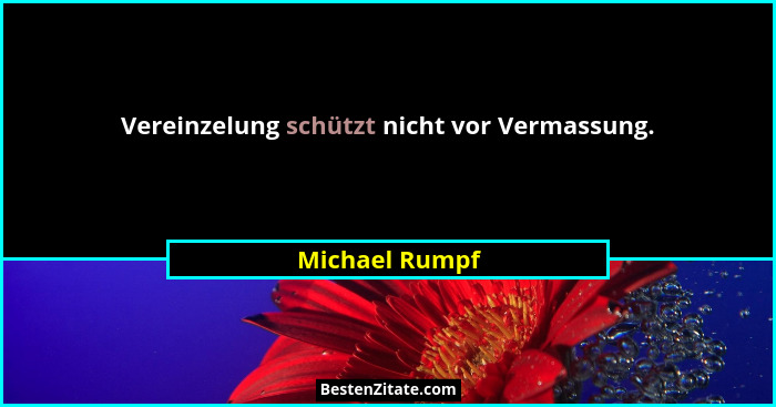 Vereinzelung schützt nicht vor Vermassung.... - Michael Rumpf