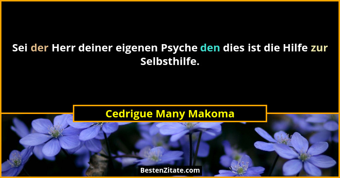 Sei der Herr deiner eigenen Psyche den dies ist die Hilfe zur Selbsthilfe.... - Cedrigue Many Makoma