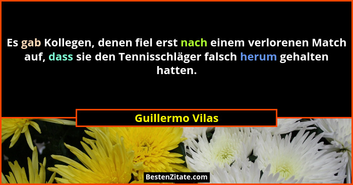 Es gab Kollegen, denen fiel erst nach einem verlorenen Match auf, dass sie den Tennisschläger falsch herum gehalten hatten.... - Guillermo Vilas